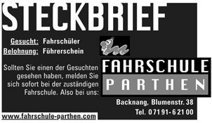 Anzeige Fahrschule Parthen