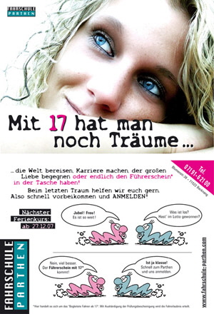 Werbepostkarte Fahrschule Parthen
