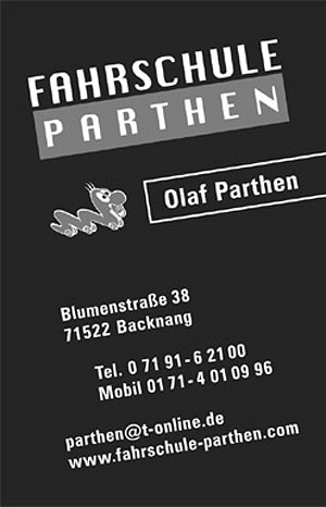 Visitenkarte Fahrschule Parthen
