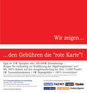 lang DIN Werbekarte ALA Finanzdienstleistung